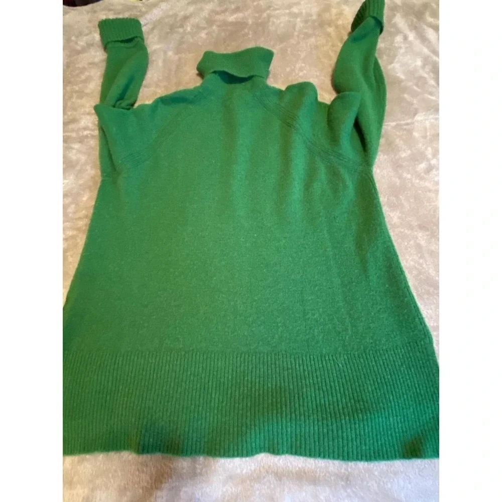 J Crew Sweater Medium Alpaca Merino Wool Oversized Green Lagen Turtleneck sku52